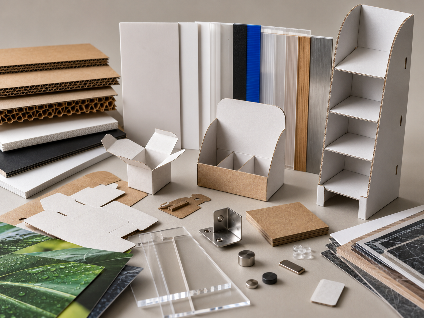 Muestra de materiales y sistemas para Displays & PLV